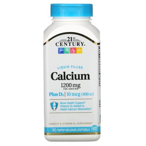 21st Century, Liquid Filled Calcium Plus D3, 1,200 mg, 90 Rapid Release Softgels