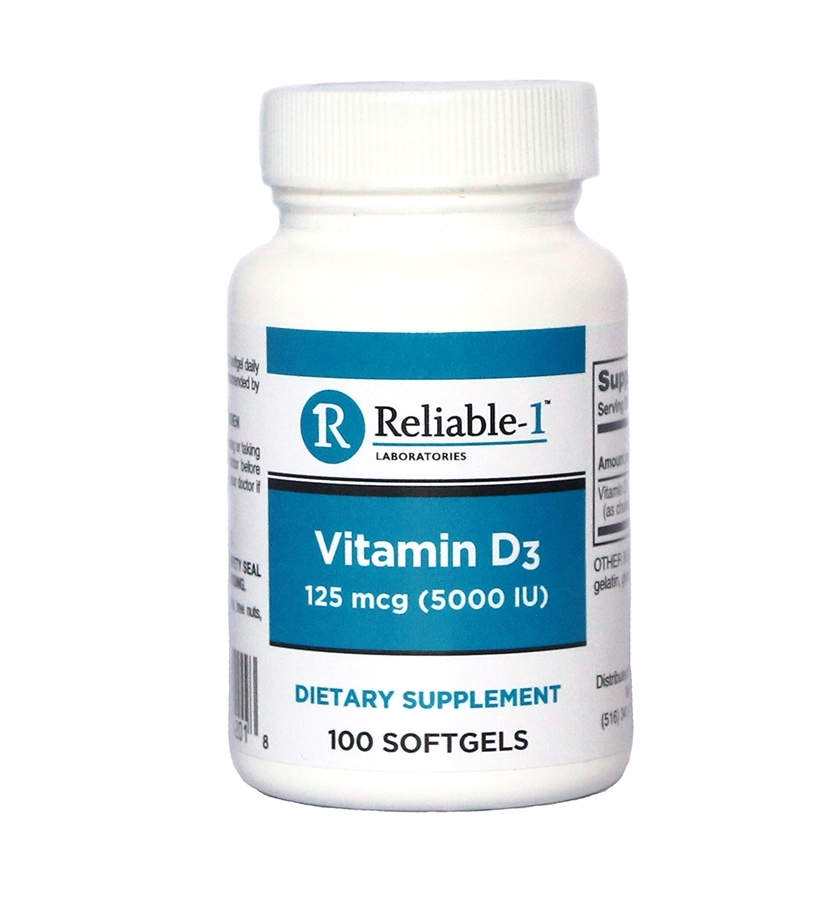 Reliable 1 Vitamin D3 5000UI Softgels, 100 Ct